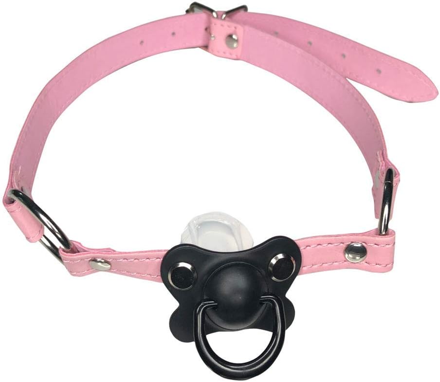 DDLG/ABDL Adult Baby Pacifier Gag With Choker Collar Pink