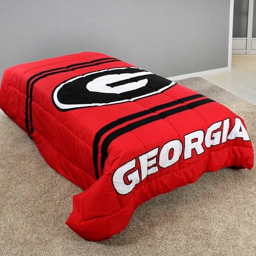 Image of College Covers Everything Comfy Georgia Bulldogs Reversible Big Logo Soft and Colorful Comforter, Queen
