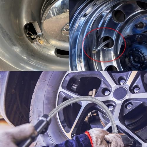Image of 8 Pieces Tire Valve Extension, 2 Pieces Dual Tire Valve Extension Valve Stem Installation Tool with 6Pcs 45 90 135 Degree Brass Valve Stem Extender Tire for RV Bike Motorcycle Car (7.1 in, 11.8 in)