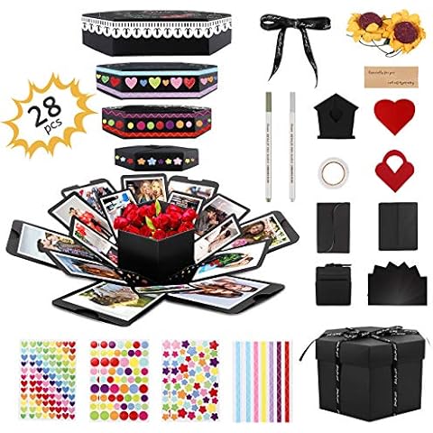 Gifort Explosion Gift Box, Creative Handmade DIY Album Scrapbook DIY Photo Album Box Surprise Box for Marriage Proposals Christmas Birthday Anniversary Valentine Wedding Mother's Day Cover