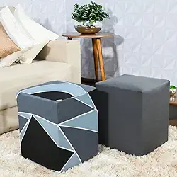 Capa para Puff Plus Quadrado 2 Unidades Luxo Cinza/Urbana