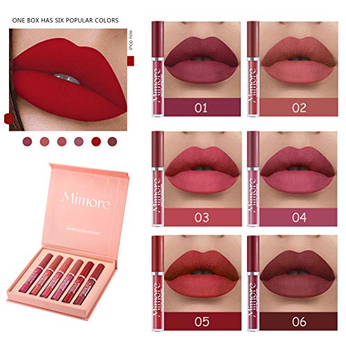 Mimore Lipstick 6pcs/set Matte Liquid Lipstick Lip Gloss Kit Long Lasting Waterproof Lip Stick Cosmetics Liquid Lipstick Gift Kit - Image 5