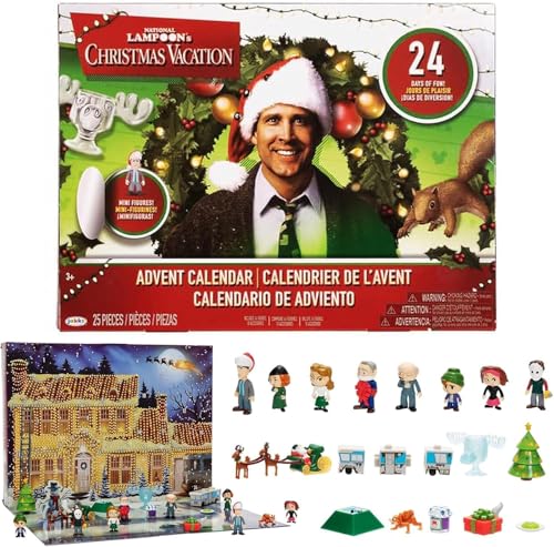 National Lampoon's Christmas Vacation Calendario dell'Avvento 2024, 24 giorni, contiene 24 regali, figure di Natale e accessori, calendario per conto alla rovescia di Natale