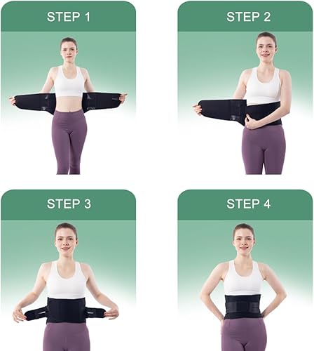 Miniatura 4 de Tirantes de espalda para dolor de espalda baja Transpirable Cinturón lumbar con correas ajustables dobles (cintura 36.6"-43.3")