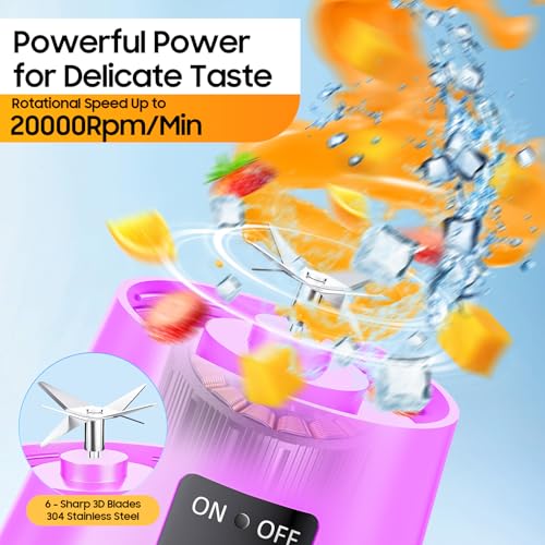 Image of Portable Blender for Smoothie & Shakes - Personal Size Blender, 380ml BPA Free Juice Cup & High Speed of 20,000 Rpm, Suit for Sports /Office /Home /Travel