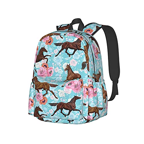 Sac à dos vintage ordinateur 17" évoquant la nature avec ses motifs chevaux