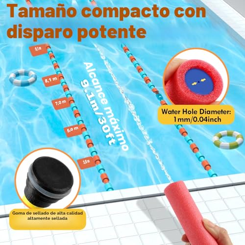 Miniatura 5 de Lehoo Castle Pistola De Agua, 16pcs Pistola De Agua De Espuma Eva, Juegos De Agua 9.1m De Alcance, Piscina Juguetes Para Batalla, Playa, Juego Al Aire Libre