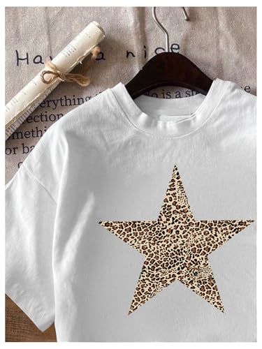 Image of RoseSeek Women's Graphic Letter Tee Crew Neck Drop Shoulder Trendy Summer T Shirt Short Sleeve Vintage Car Print Top