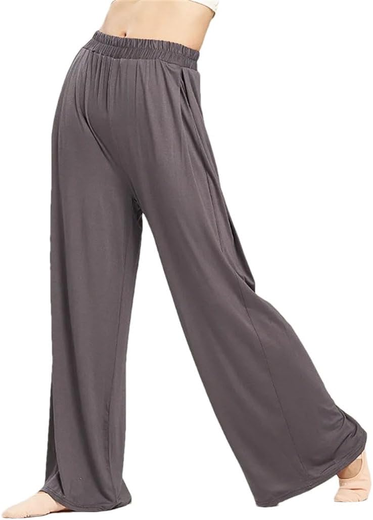 Women's High Waist Dance Pants Loose Wide Leg Ballet Trousers Elastic Waist Classical Modern Training Pants