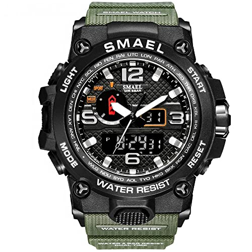 Mens Military Watch Analog Digital LED Waterproof Outdoor Sport Watch Army Wristwatch Tactical Big Watch for Men