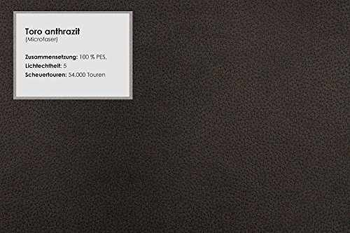 Cavadore Ecksofa Wisconsin mit Federkern / Sofagarnitur in Lederoptik mit 2 Kopfstützen / Landhausstil / Holzfüße in Buche / Mikrofaser / Größe: 248 x 88 x 215 cm (BxHxT) / Farbe: Dunkelgrau