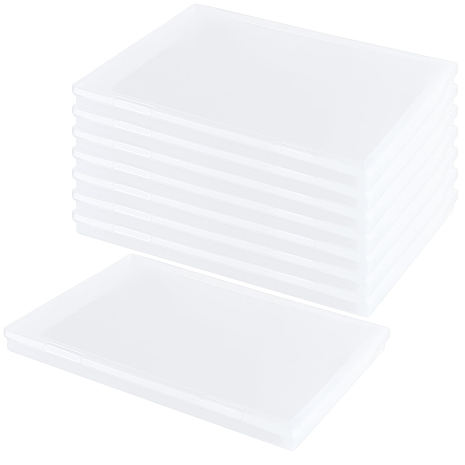SOUJAP 8 Pcs A4 Clear Plastic File Box, Transparent Portable Storage Box with Lids for Documents, Photos, Letters, 30.5 x 22.3 x 2.2 cm