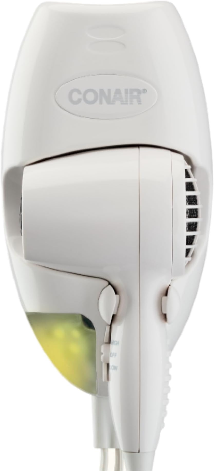 Conair Wall Mount Hair Dryer | Space-Saving Wall Mount Design with LED Night Light, 1600W, for Fine, Medium, and Thick Hair, White, 134L