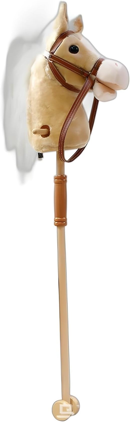 THE WHITE SHOP Stick Horse Plush Handcrafted Hobby Horse on A Stick with Wood Wheels Real Pony Neighing and Galloping Sounds for Kids Toddlers