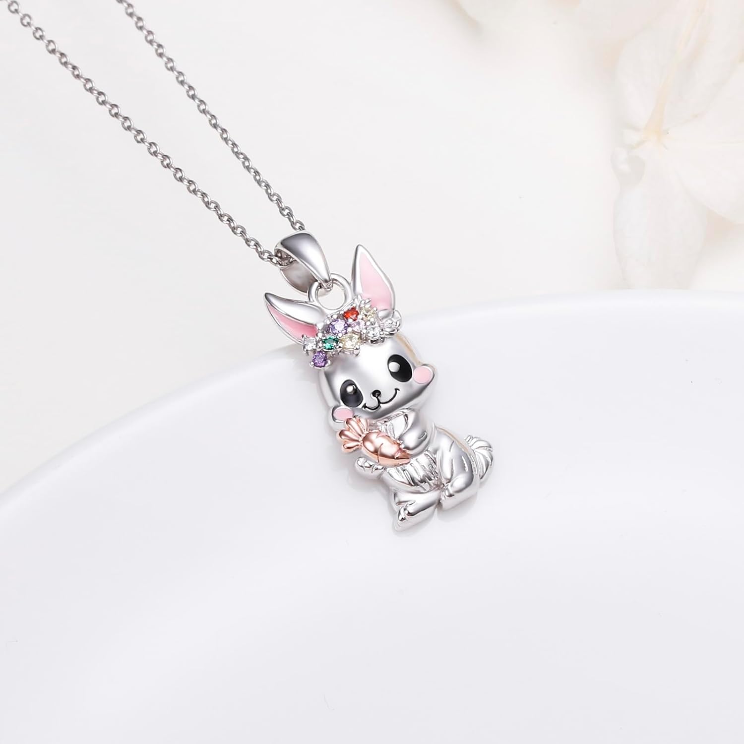 DAOCHONG S925 Sterling Silver Rabbit Cat Bunny Pendant Necklace for Women Jewelry - Image 3
