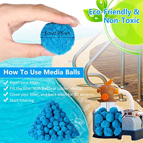 Zubebe 3 Lbs Blue Pool Filter Balls Pool Filter Sand Pool Filter Media, Alternative To Swimming Pool Sand And Filter Glass, Keep Pool Clean (1.5 Lbs Filter Balls Equal 50 Lbs Filter Sand) #TOP1