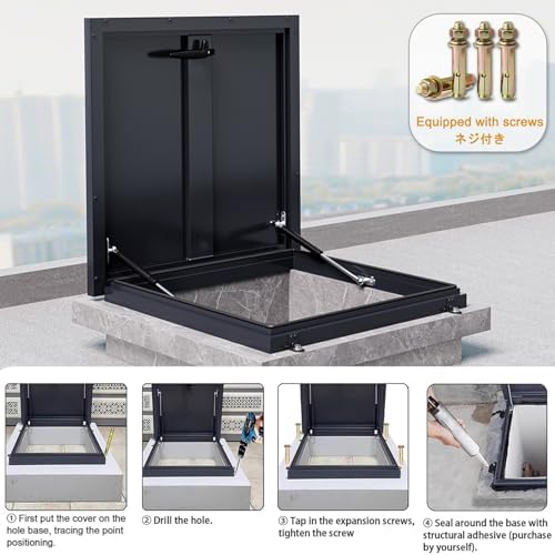 Heavy-Duty Aluminum Roof Access Hatch - Secure Door for Basement Exit & Skylight Cover, Weatherproof, Durable, Easy Access, Ideal for Commercial Use