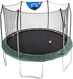 Skywalker Trampolines 12-Foot Jump N’ Dunk Trampoline with Enclosure Net - Basketball Trampoline, Green
