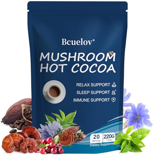 Mushroom Hot Cocoa, Cocoa Powder with Reishi Mushroom, Melatonin, Glycine,