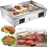 XGKEYQOHSV Verstellbarer Edelstahl-Tischgrill, gewerblicher elektrischer Grill mit doppelter Temperaturregelung, Antihaftbeschichtung für den Heimgebrauch