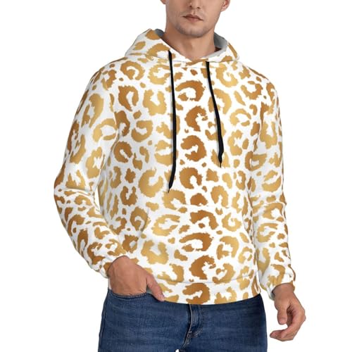 Hoodies For Men - Gold Leopard Fashion Print Long Sleeve Casual Men'S Hoodies & Sweatshirts Pullover With Pocket