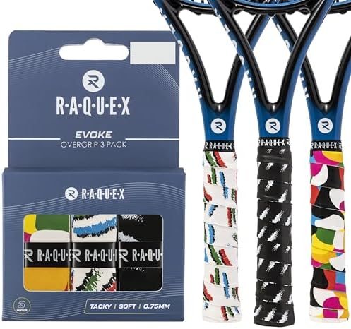 Raquex Nastro Adesivo Mimetico Evoke - Nastro per Impugnatura per Racchette da Tennis - Nastro Antiscivolo per Racchette da Tennis, Badminton e Squash - Confezione da 3