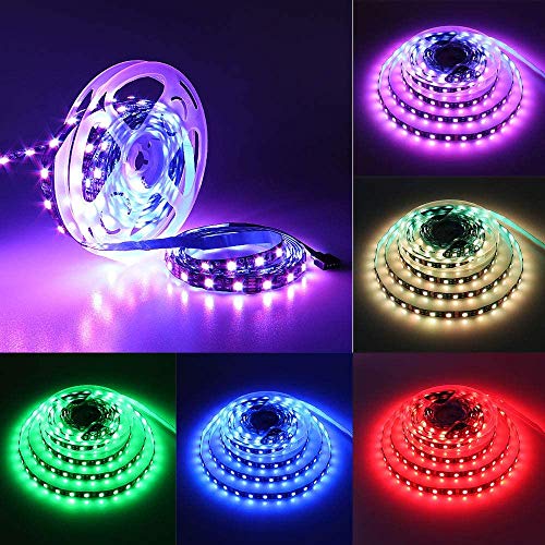 YUNBO 12V Tira de luces LED 5M RGB Flexible PCB Negro 5050SMD 300LEDs Brillo Alto Strip Light IP20 Iluminación interior y luces decorativas