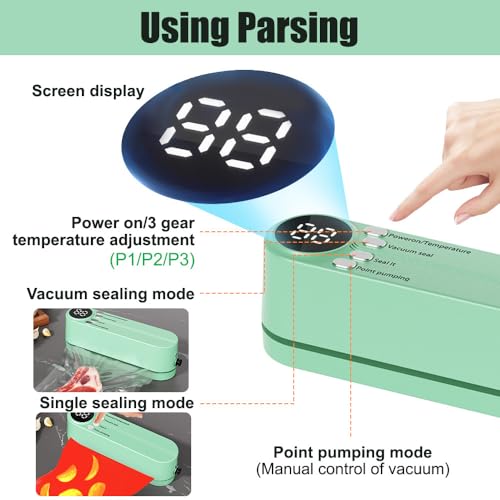 Image of Mini Bag Sealer, Cordless Handheld Heat Vacuum Sealer with 3 Sealing Gears for Candies Snacks Food Storage