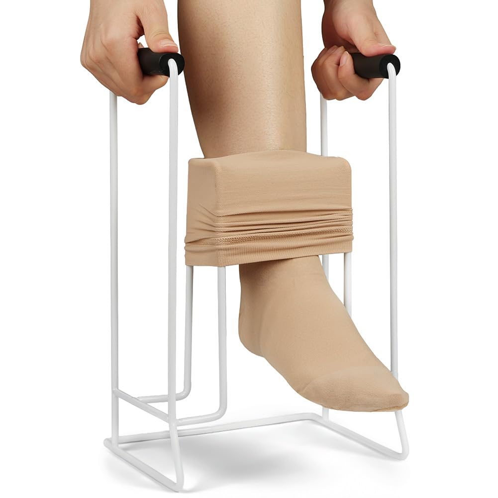 Vicloon Ausilio per Indossare I Calzini, Infila Calze Elastiche Compressive per Anziani, Infila Calze In Acciaio, per Incinte, Disabili e Mobilità Limitata, Circonferenza Della Gamba Inferiore a 39cm