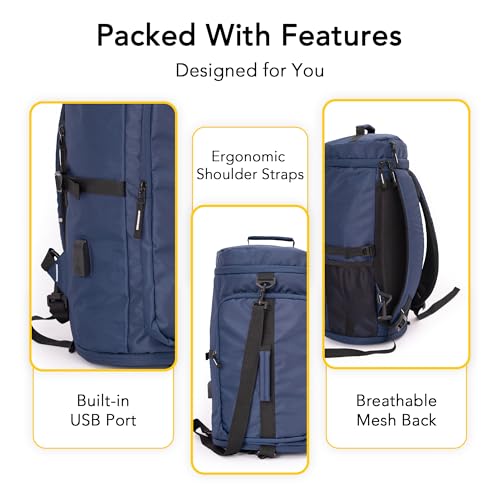 Image of Hexagon Laptop Backpack for Men Laptop Bag 15.6 inch 2-in-1 Rucksack & Duffle Bag with Shoe Compartment Versatile Travel Backpack for Gym, Work, and Weekends Bags for Men 45L