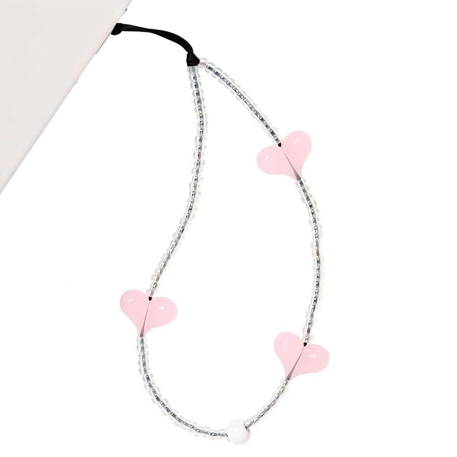 WCCH Beaded Phone Charm Y2K Kawaii Handmade Acrylic Phone Lanyard Wrist Strap for Camera Bag Airpods Keychain Charm Gold and White Pearls — view 25