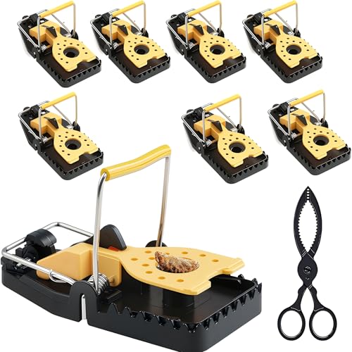 Conjunto de 8 trampas para Ratones domésticos Reutilizables – cepos eficaces y rápidos para Uso en Interiores y Exteriores – seguras e higiénicas
