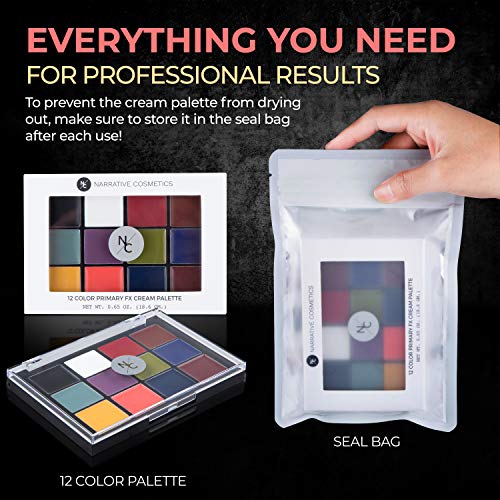 Narrative Cosmetics 12-Color Primary Fx Cream Palette, Professional Quick Drying Waterproof Sfx Makeup For The Stage, Film, Costumes, Cosplay #TOP4