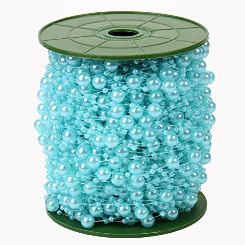 Krismile 200 Feet Roll Fishing Line Artificial Pearls Beads Chain Garland Flowers Wedding Party Decoration Products Supply (Blue) #TOP8