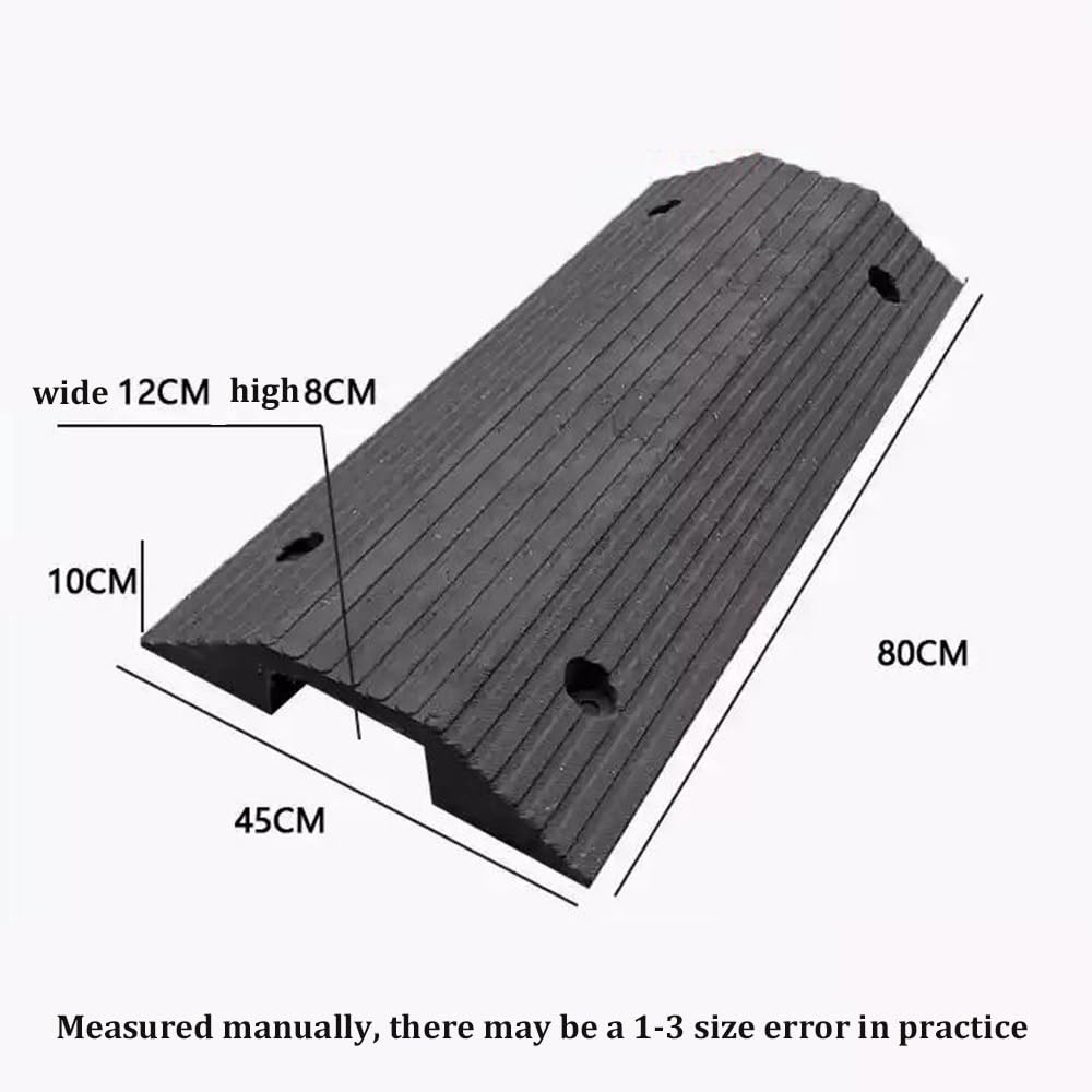 Rampa in gomma per soglie di transizione da 10,2 cm, rampa portatile per ingresso, ad alto carico, scanalatura larga 11,9 cm, nera