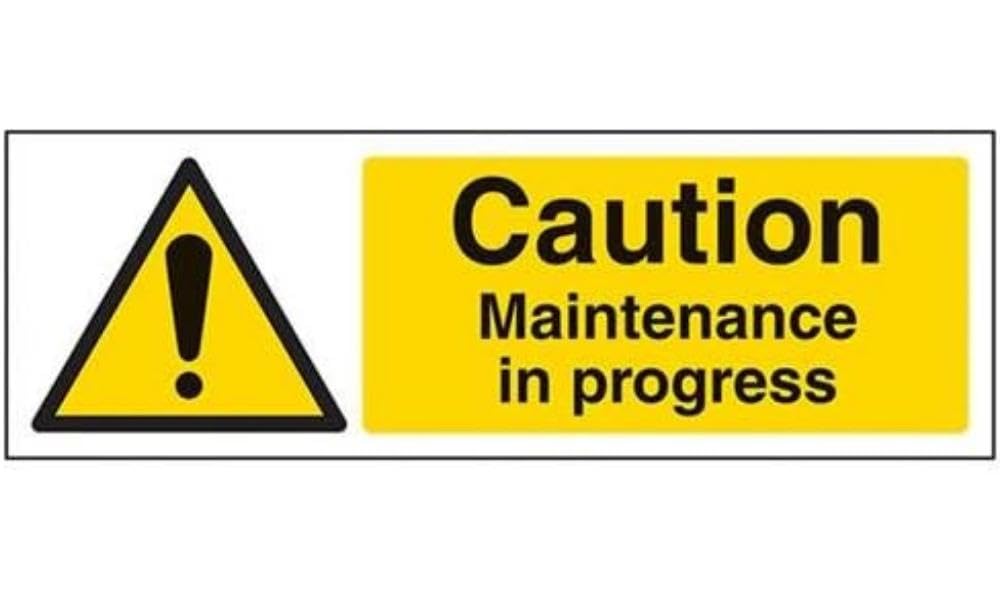 Cartello Di Sicurezza 'Attenzione: Manutenzione In Corso' - Plastica Rigida 1mm, 300x100mm, Giallo/Nero, Conforme ISO 7010 - 2