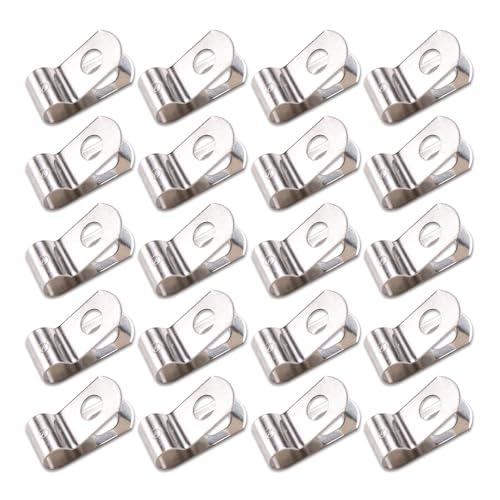ZORZA 20Pcs 304 Stainless Steel R Type Cable Clamps Rust-Proof & Moisture-Resistant Metal Cable Clips for Secure Cable Fixing Ideal Wire Management Solution for Electric Wires,Single Pipe Clamps