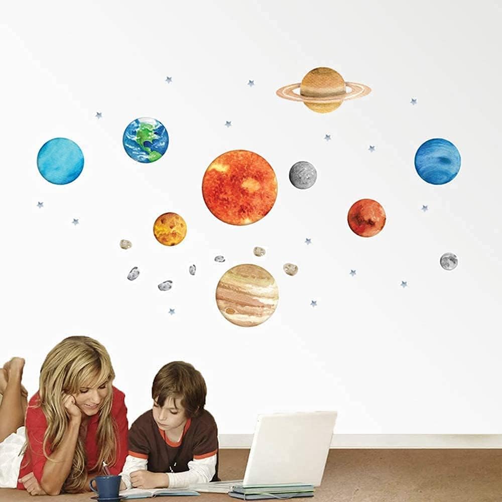 3D Wall Sticker 9 Planet Wall Stickers Self-Adhesive Creative Children's Room Planet Wall Decoration
