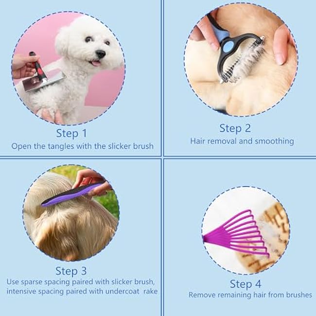 Extra Long Pin Brush for Large Dogs, Remove Loose Fur and Tangles; 5-in-1 Dog Grooming Brush for Long Haired Dogs&Cats-OuwhwKBk