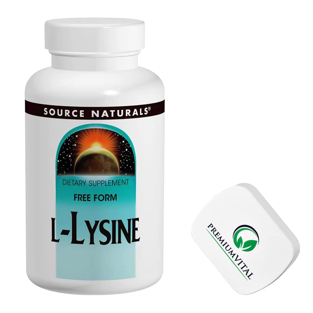 Source Naturals, L-Lisina, 1.000 mg, 100 compresse Vegane, con pratico portapillole, Testato in Laboratorio, Aminoacido, Senza Glutine, Senza Soia, Vegetariano
