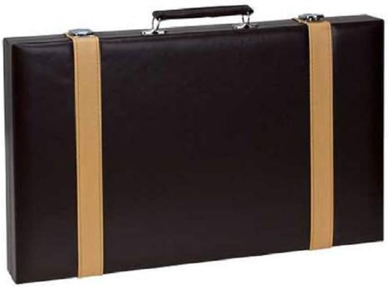 18.12" Backgammon Set in Leatherette Top Handle Case, Brown/Tan