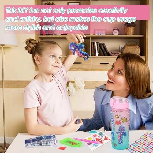 TNEDFOD DIY Wasserflasche Kits, Wasserflasche Meerjungfrau Spielzeug, Meerjungfrau Geschenke für Mädchen 5-6-7-8-9 Jahre Geschenkideen Diamond Painting Kinder Geburtstagsgeschenk