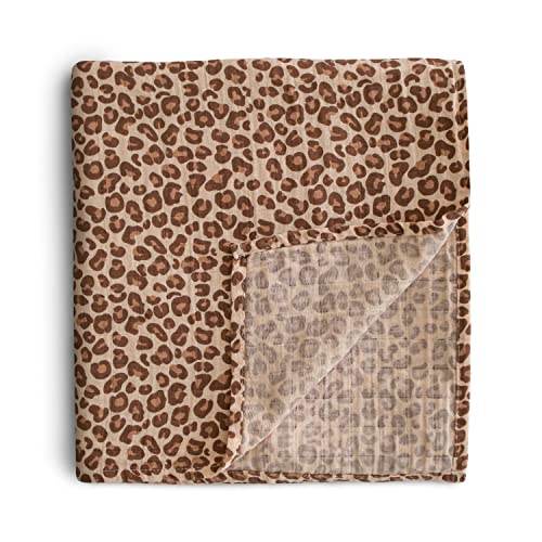 Image of mushie Muslin Baby Swaddle Blanket | 100% Organic Cotton (Leopard)