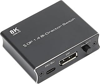 ASHATA 8K Displayport 1.4 2 Way Switch, DisplayPort 8K DP 1.4 Bidirectional Switcher, 8K@30Hz, 4K@120Hz, 1080P@240Hz DP Splitter for Multiple Source Displays Laptops PC and others