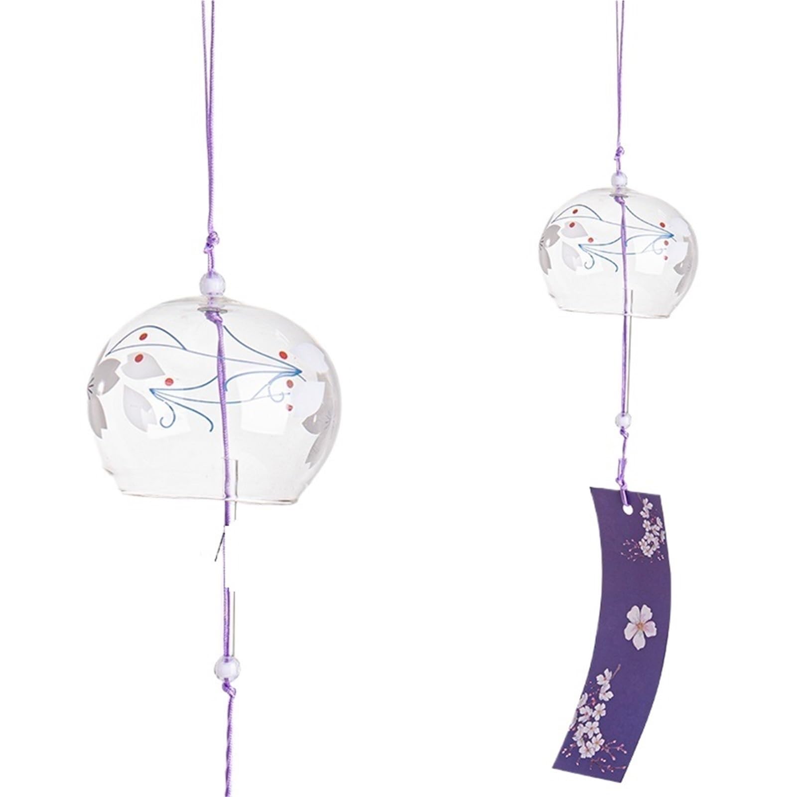 Wind Chimes Glass Wind Chime Flower Bells Home Garden Hanging Ornament Wall Decoration Doorbell Window Pendants(Color02)
