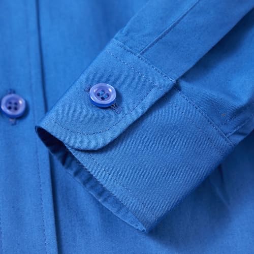 Image of Boys' Button Down Dress Shirts Kids Long Sleeve Solid Collared Uniform Shirt for Toddler Boy (Size 2T-20)