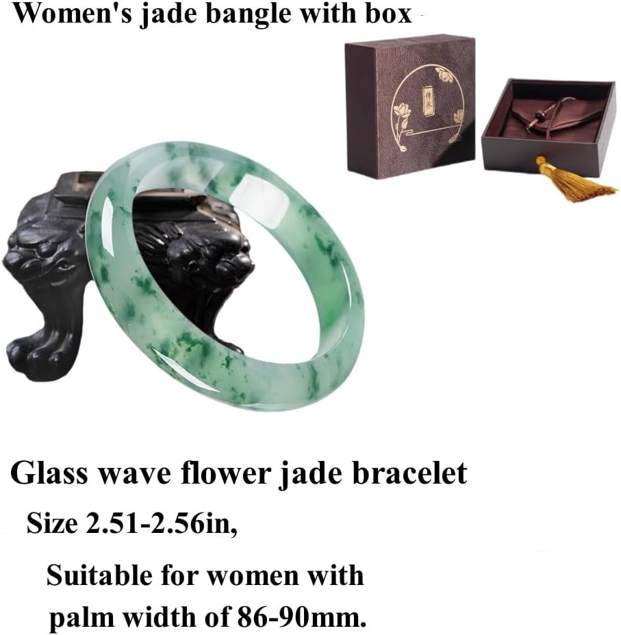URED Floating Green Jade Bangle Bracelet For Women Narrow Feng Shui Bracelet Good Luck jade Bangle Genuine Healing For Woman Yoga meditation mother gift Birthday good luck - Image 3