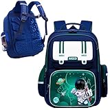 Mochila Escolar Ortopedica Infantil Astronauta Impermeavel Espaçosa Menino Ótimo Acabamento Costura Reforçada Alta Durabilidade Proteção Lombar (VERDE)