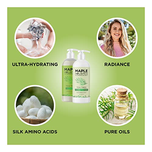 Tea Tree Shampoo and Conditioner Set Sulfate Free Clarifying Shampoo and Conditioner for Dry