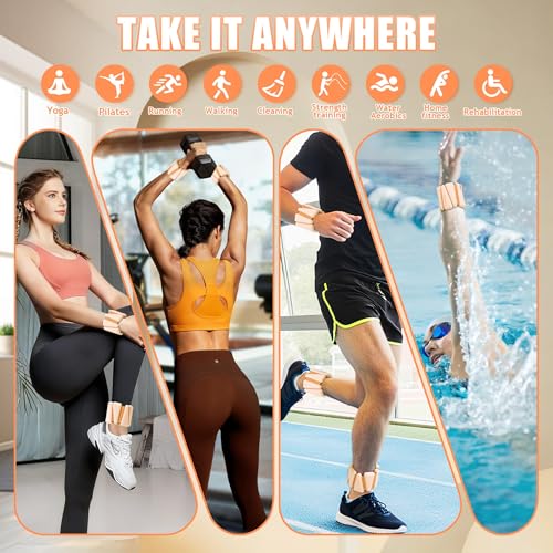 Image of BECOJADDE Ankle Weights for Women Wrist Weights Set of 2 (1 lb /2 lb Each) Adjustable Arm Leg Weight for Womens Men Suitable for Walking Swimming Running Pilates Yoga Gym
